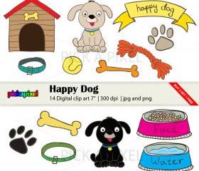 Happy Dog - digital clip art - personal and commercial use