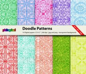 Doodle Pattern Paper - digital clip art - personal and commercial use